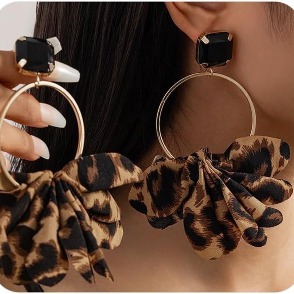 Chunky Leopard Dangle Drop Earrings For Women Sta… - image 1